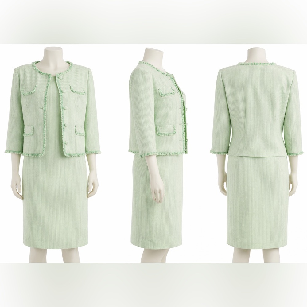 Set Preston & York Clover Green Pin Stripe Blazer & Midi Shift Easter Dress